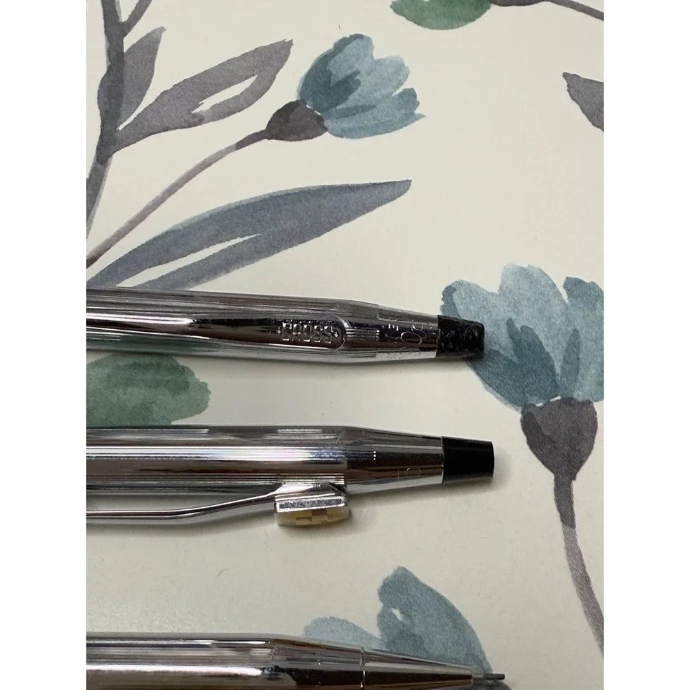 Lot of 4 Cross Pens Mechanical Pencils Chrome Scott Shaffer Engraved
